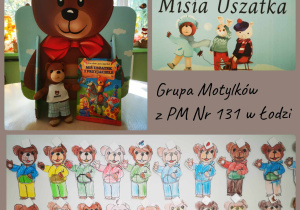 Sylwety Misia Uszatka pokolorowane przez dzieci