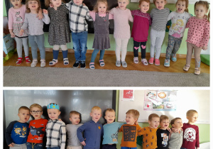 Dzieci pozują do wspólnego grupowego zdjęcia.
