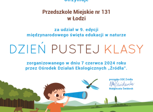 Dzień Pustej Klasy - certyfikat