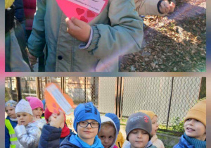 Dzieci na spacerze trzymają serduszka