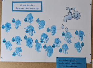 Praca wykonana przez dzieci-odbite rączki dzieci.