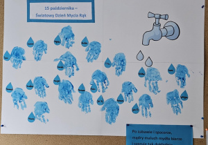 Praca wykonana przez dzieci-odbite rączki dzieci.