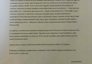 list otrzymany do fundacji