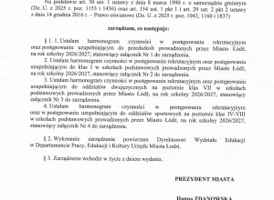 Harmonogram postępowania rekrutacyjnego