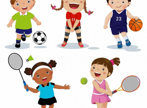 Piątka dzieci uprawia sporty.