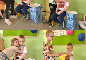 kolaż zdjęć - dzieci składają życzenia