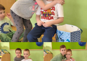 kolaż zdjęć - dzieci składają życzenia