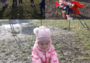 kolaż zdjęć- dzieci pozują do zdjęcia.