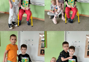 kolaż zdjęć- dzieci pozują z solenizantem