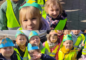 kolaż zdjęć z dziećmi idącymi powitać Wiosne