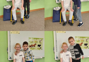 kolaż zdjęć - dzieci pozują z solenizantem