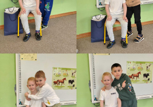 kolaż zdjęć - dzieci pozują z solenizantem