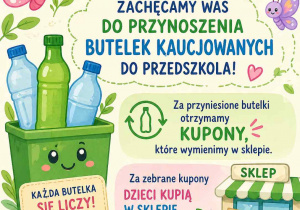 plakat zachęcający do zbierania butelek