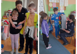 Dzieci biorą udział w zajęciach o bezpieczeństwie z Policją