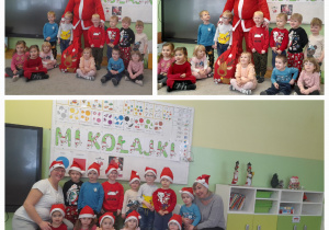Zdjęcia z całą grupą oraz grupowe z Mikołajem.
