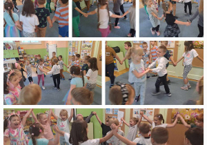 Dzieci tańczą w kole do urodzinowej piosenki